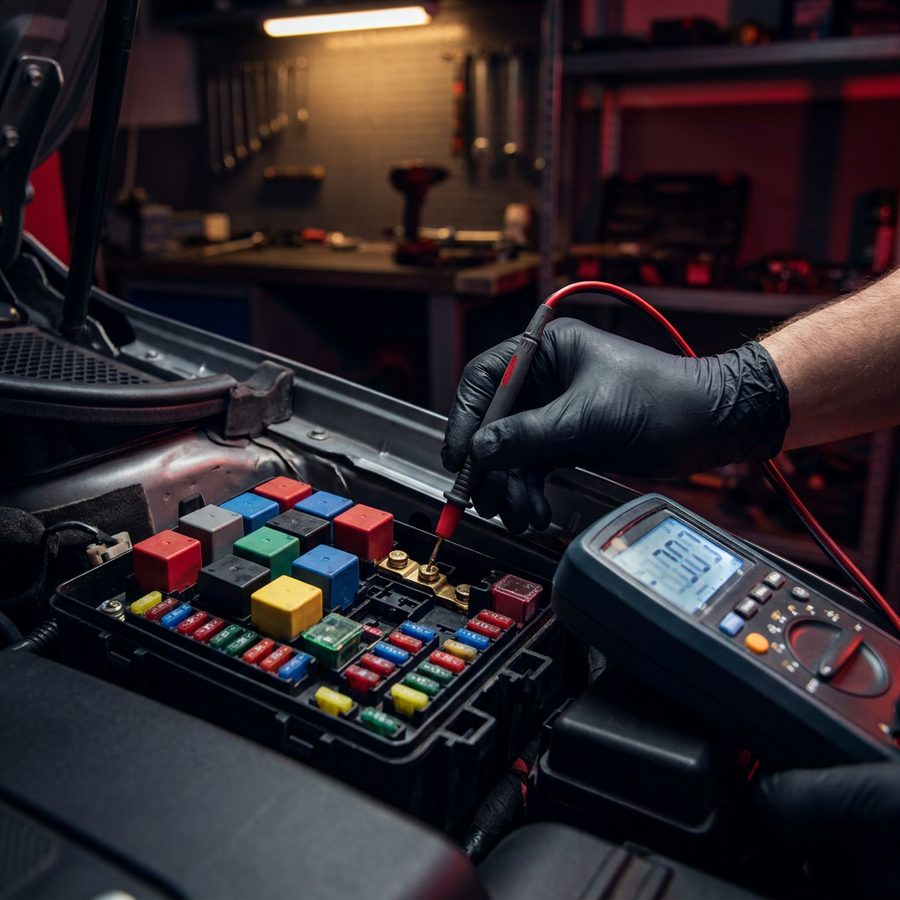 Messung am Sicherungskasten mit dem Multimeter